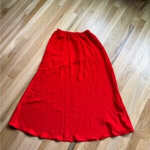 Bright Orangey Red Midi Skirt